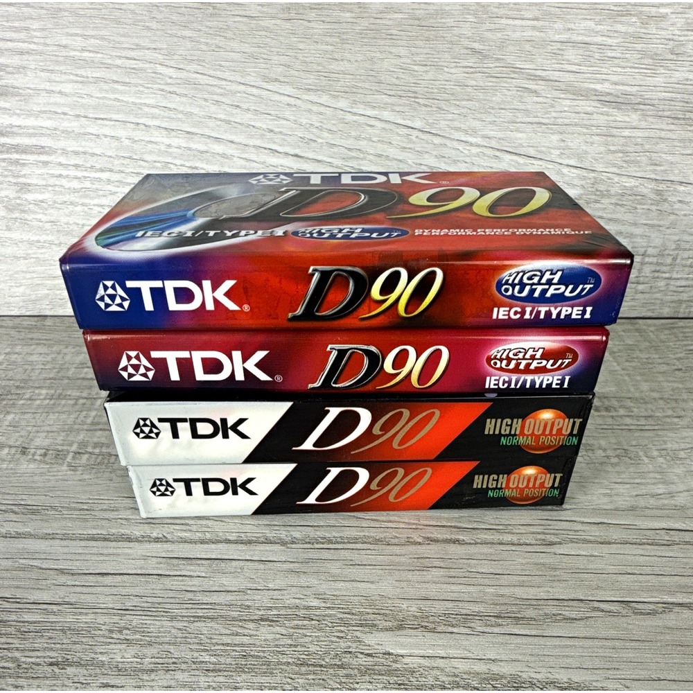 TDK D90 Blank Cassette Tapes Lot of 4 New Sealed 90 Min Type I High Output NOS